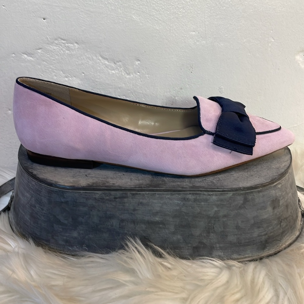 #0166 - NWOT Ann Taylor Suede Lavender Pointed Ziggy Flats with Bow Detail-7 - Picture 4 of 10
